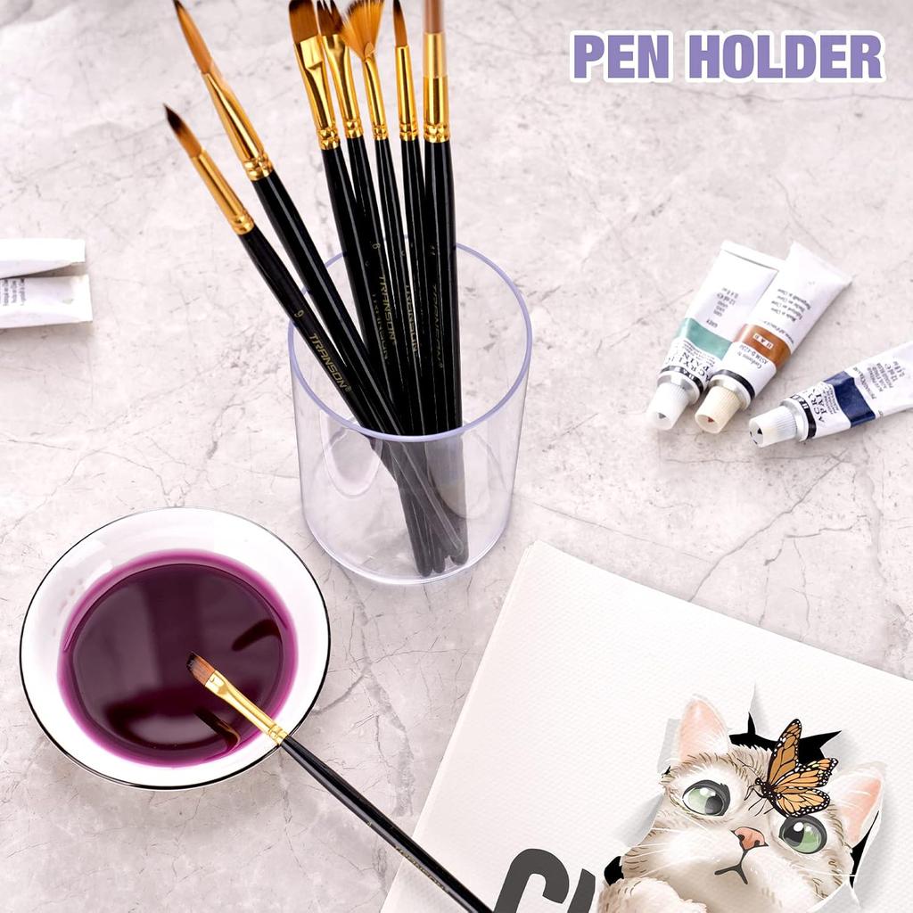 Stylish Clear Acrylic Desk Organizer Pen Set of 3, Round Makeup Brush Storage Perfect for Home, School and Office Supplies