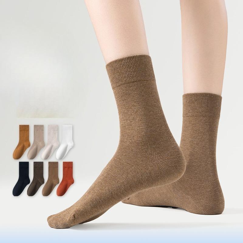 Solid Color Casual Business Socks for Women, Spring and Summer Breathable and Sweat-absorbing Socks, All-season Cotton Socks
