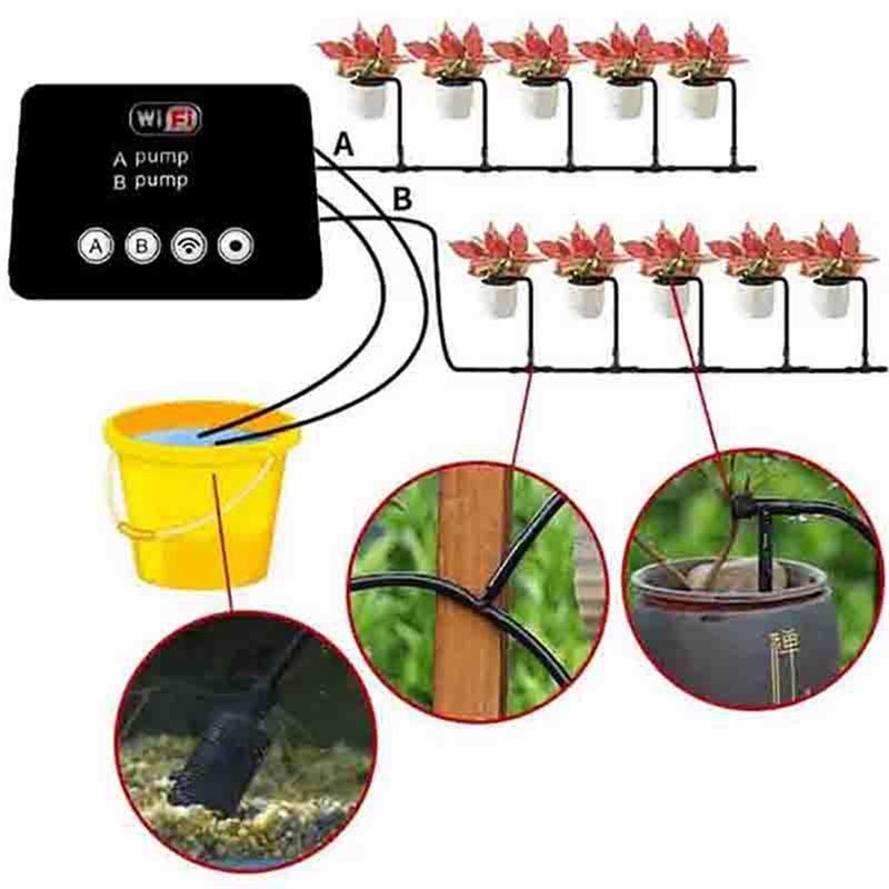 Smart WIFI Watering Device Automatic Adjustable Drip Irrigation Timer System Controller Double Pump Timed For Garden