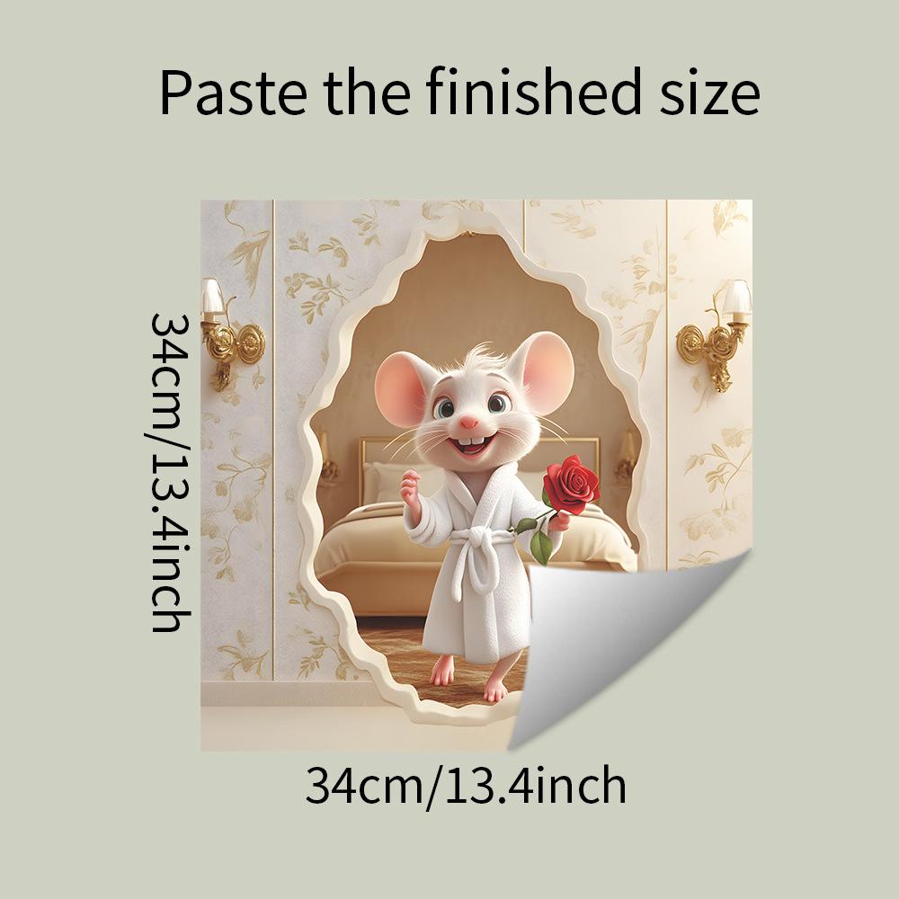 Cute Little Mouse Rose Kitchen Dining Room Home Background Beautification and Decoration Wall Stickers