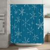 Christmas Snowflake Shower Curtainwaterproof Fabric Decoration For Bathroom White Blue Floral Design (180X234Cm)
