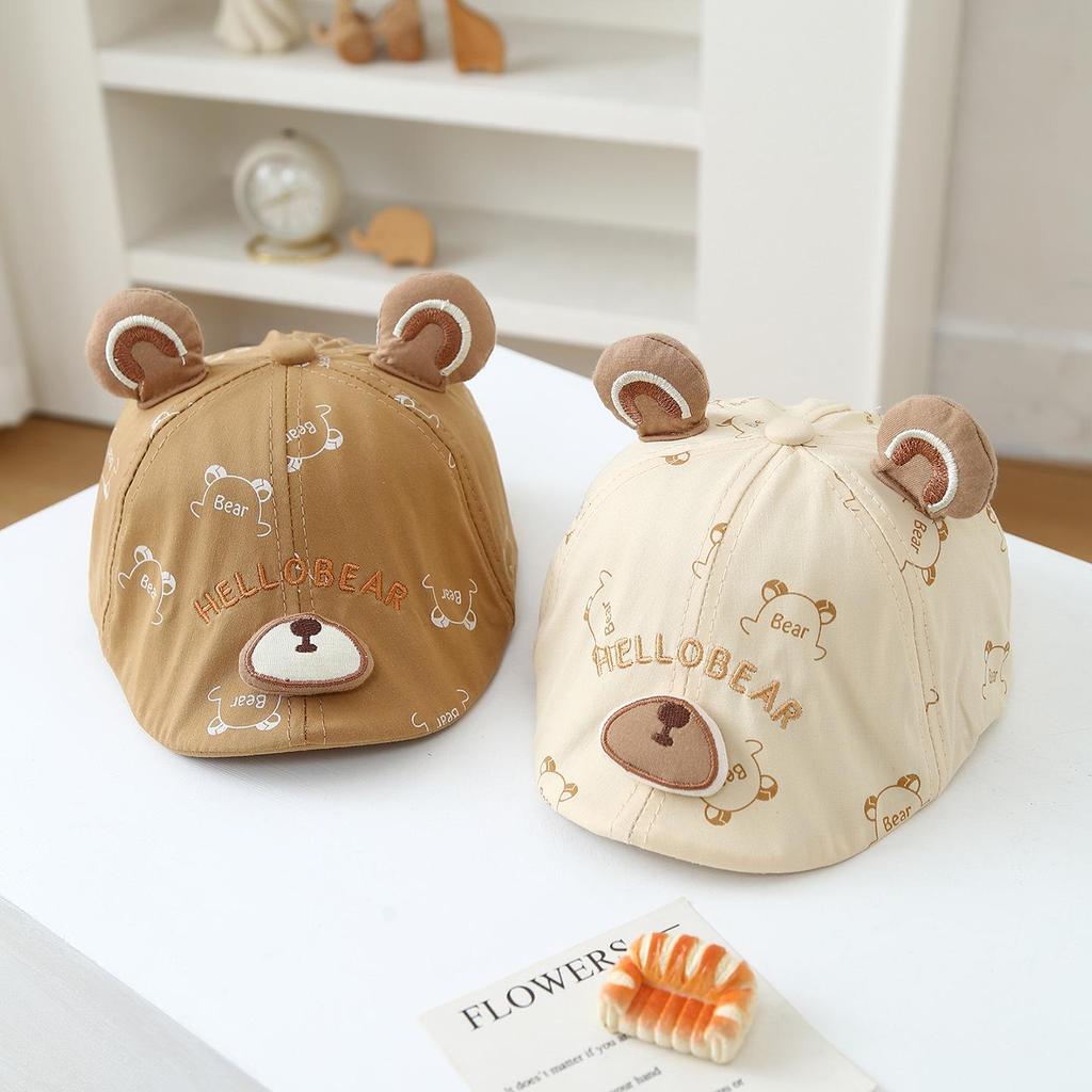 Chapeau de Soleil Bébé Ours Printemps/Été - Casquette Beret Mignonne Dessinée pour Bébés et Tout-Petits
