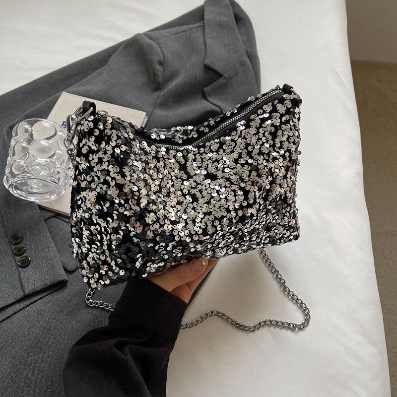 Women's Sequin Pillow Bag Fashion Trendy Single Shoulder Crossbody Bag Small Size