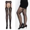 Womens Flower Jacquard Fishnet Suspender Tights Sparkly Rhinestones Mesh Thigh High Stockings Garters Pantyhose Lingerie