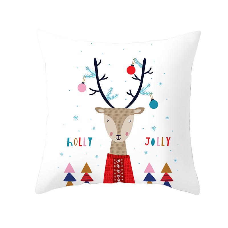 Christmas Peach Skin Pillow Cover Nordic Sofa Cushion Cover Cartoon Print Pillow Cover