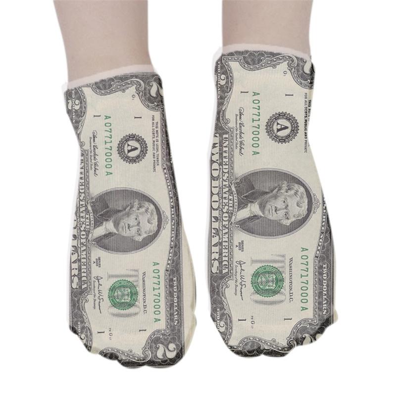 Herren Damen Lustig Unisex Neuheit 3D Gedruckte Knöchelsocken Dollar Schein Geld Muster Kurzschaftsocken Weihnachtsfeier Geschenk