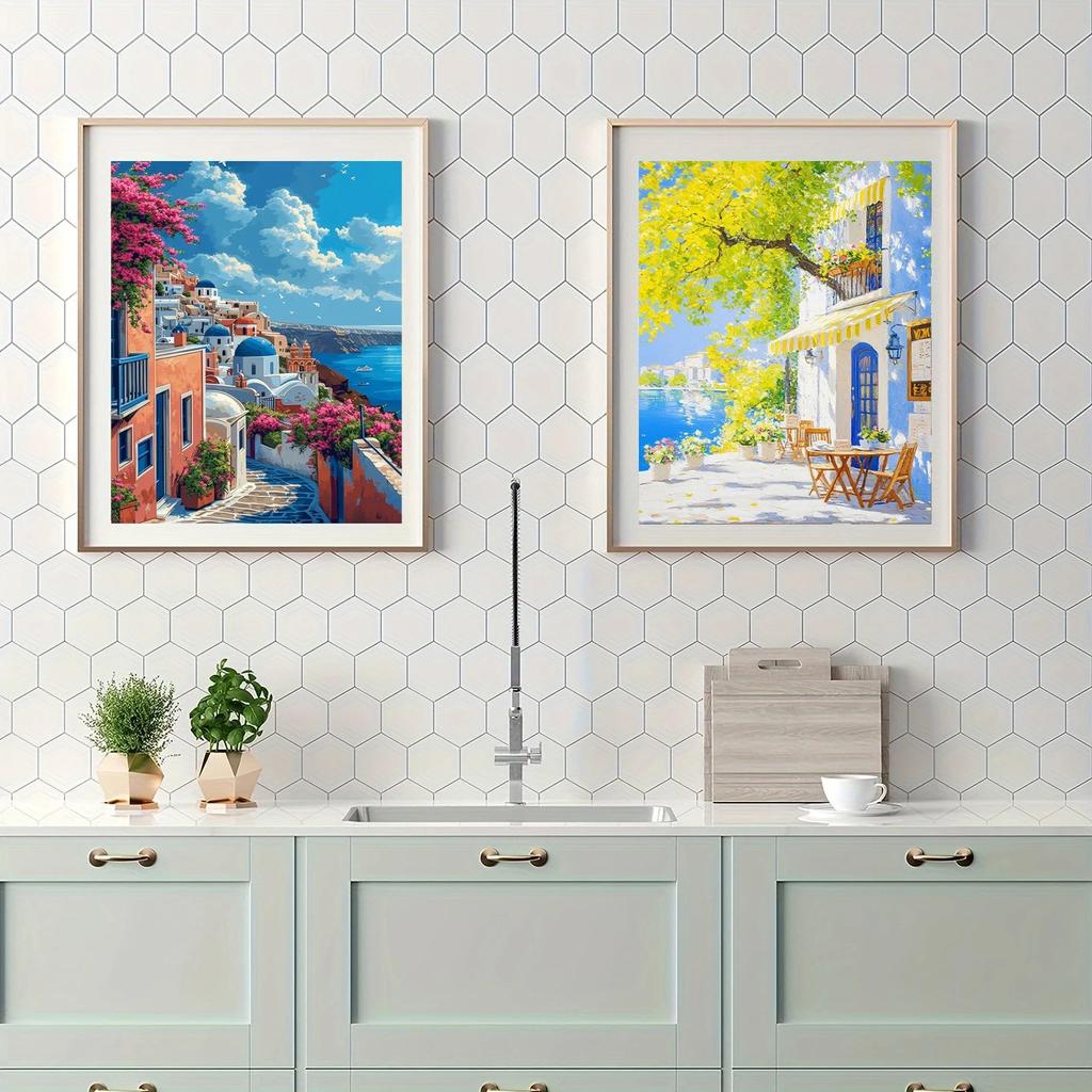Colorful Coastal Cityscape Wall Art, Seaside Town Canvas Print, Wall Decor Art, Home Decor,Holiday Deco, Perfect Gift