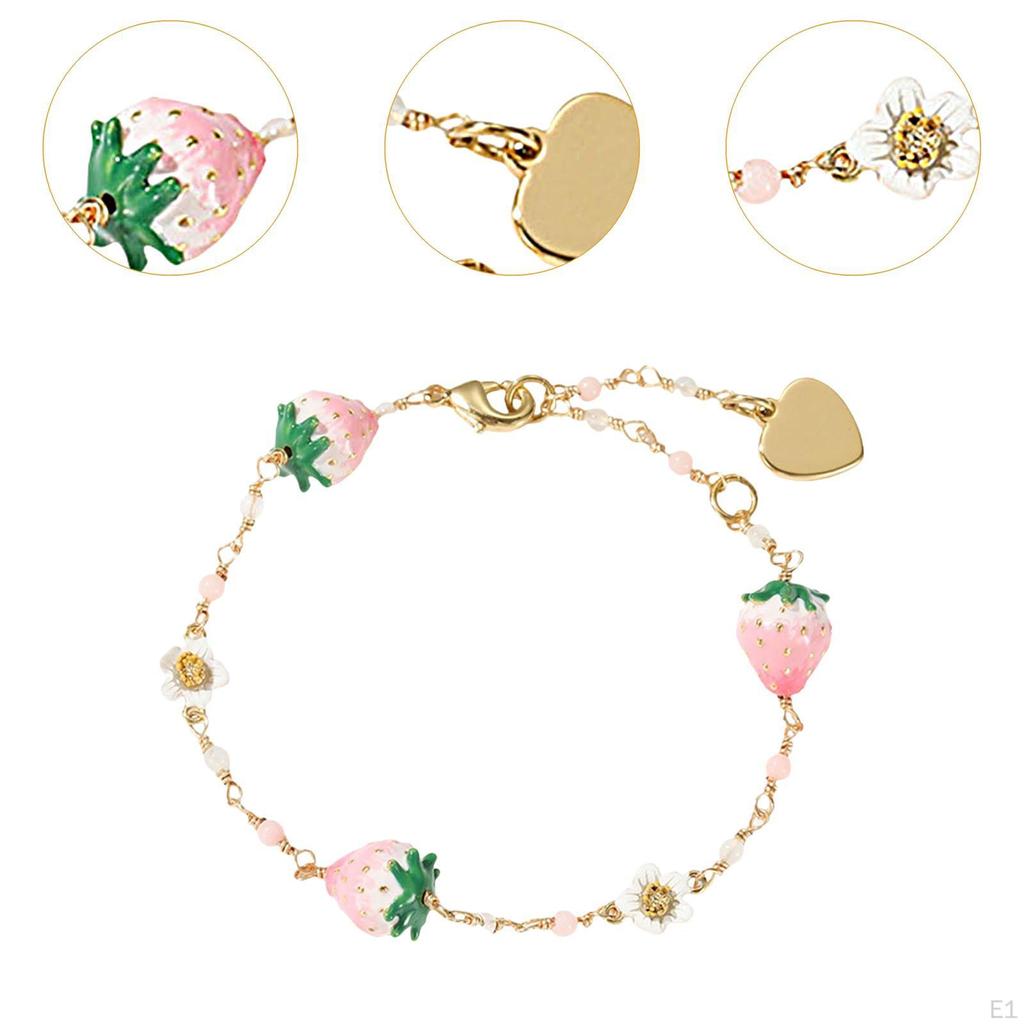 Strawberry Bracelet Chain Cuff Charm for Wife Girlfriend Lover