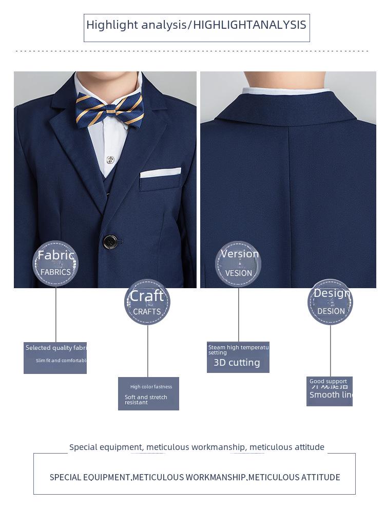 Ubrania formalne dla dzieci: Garnitury chłopięce i sukienki dla dziewczynek sypiących kwiaty, styl koreański