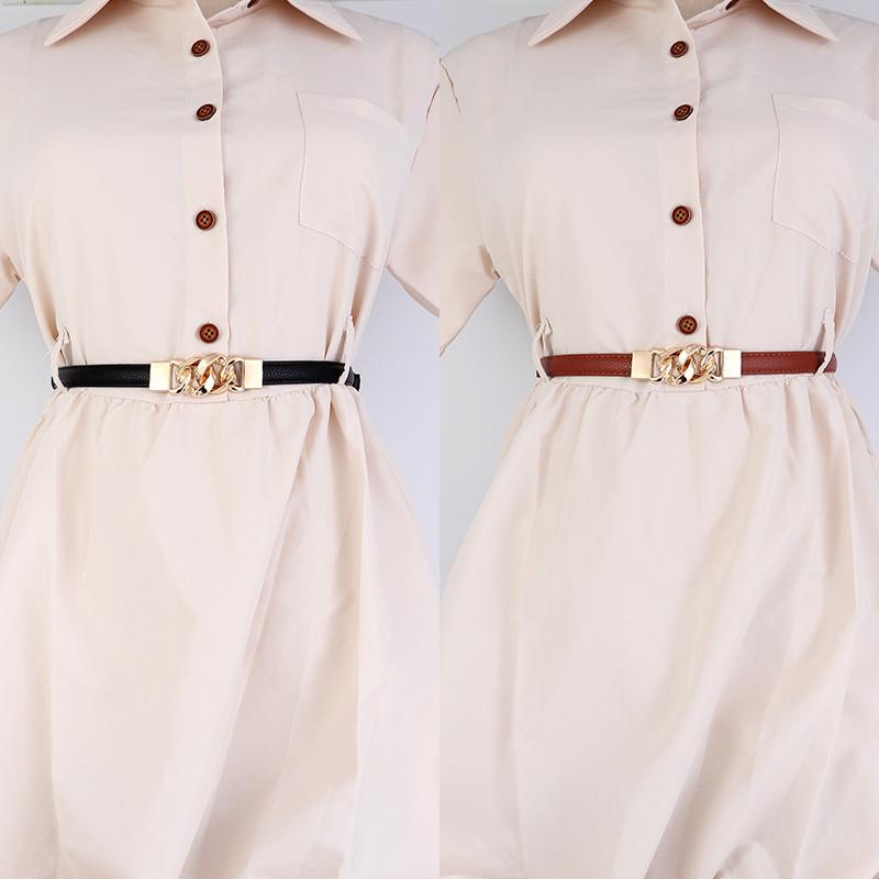 Womens Pu Slim Leather Belt With Five Links Pullout Design For Fashion Summer