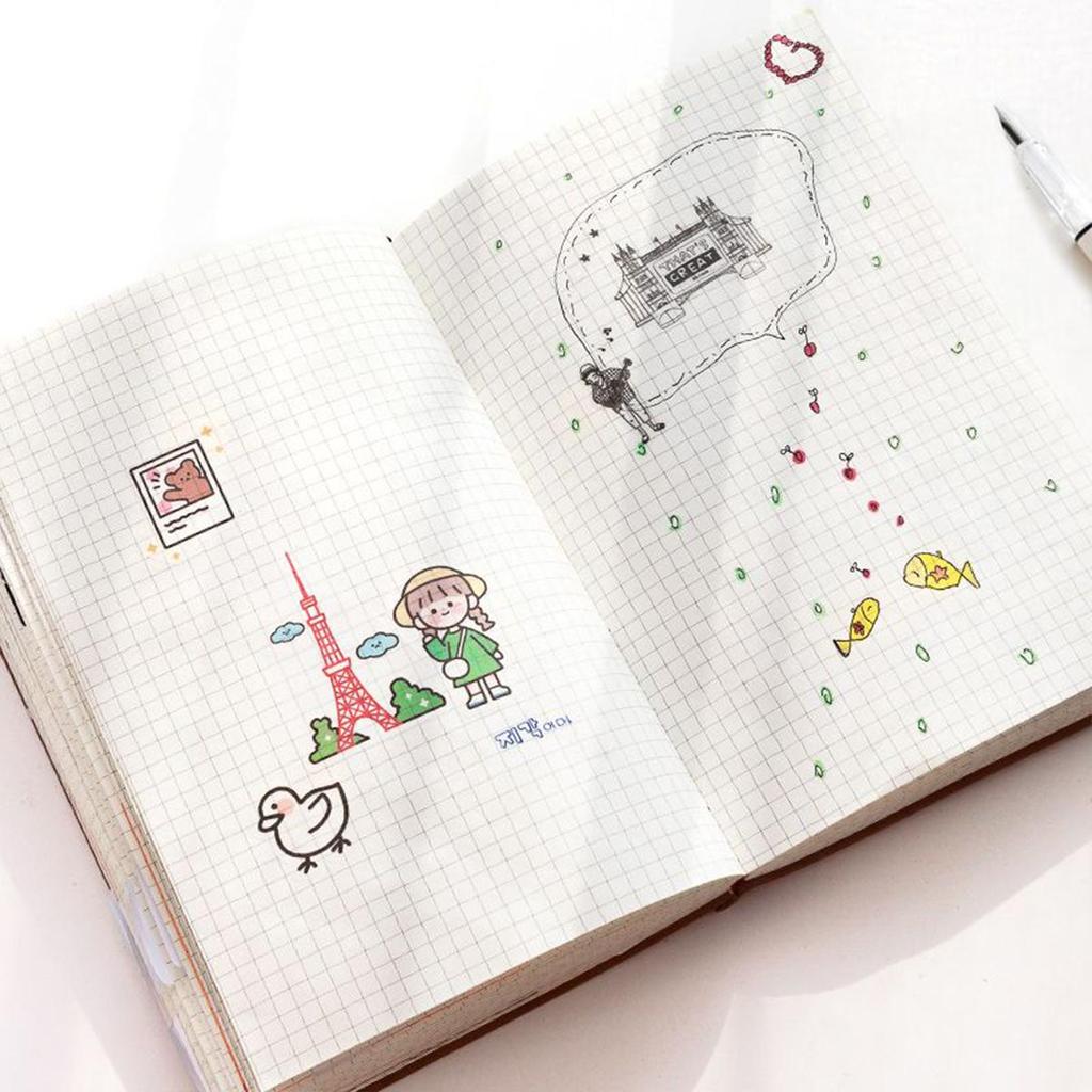 A5 Business-Notizbuch aus Leder, karierte Seiten, Studententagebuch, Reisetagebuch, Besprechungsprotokoll, individueller Notizblock, 132 Blatt, 264 Seiten