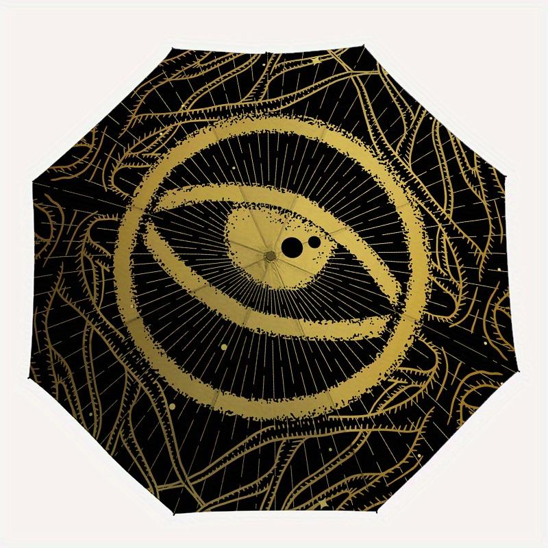 Elegant Gold & Black Eye Pattern Coaster Set of 4Umbrella, Portable 3-Fold Umbrella for Men & Women,Christmas Gift ES113