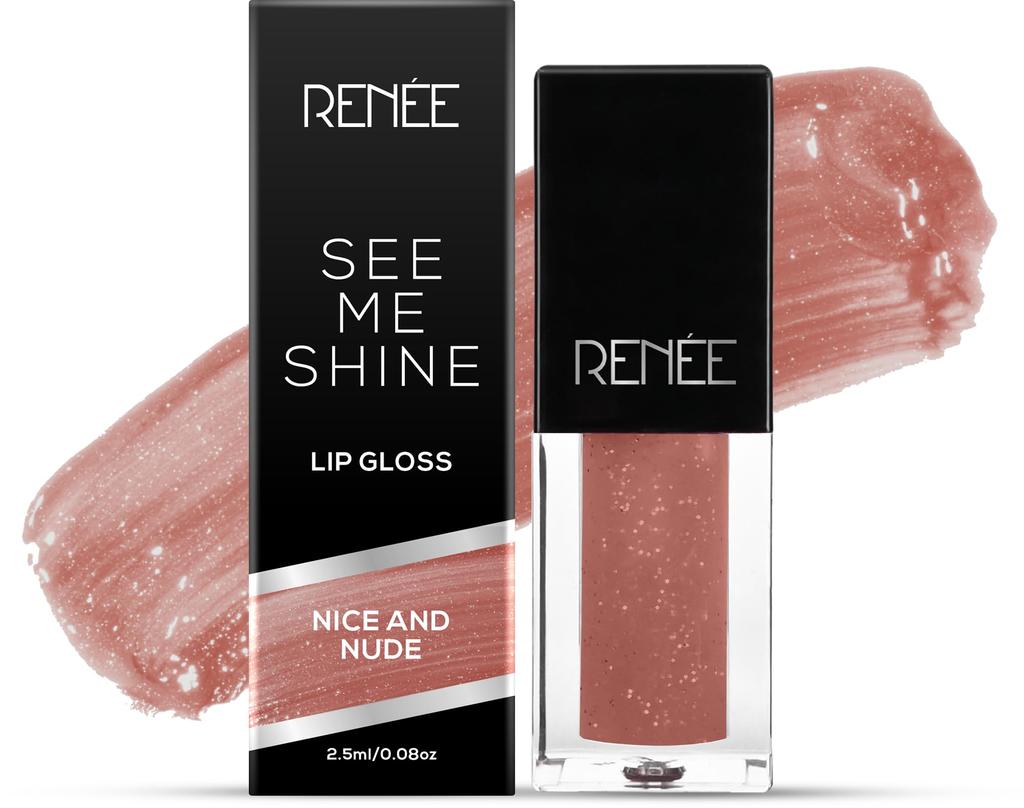 RENEE See Me Shine Lip Gloss - Nice And Nude 2.5ml | Glossy, Non Sticky & Non Drying Formula | Long Lasting Moisturizing Effect | Compact and Easy T
