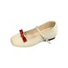 Cute round head ballet shoes women's spring and summer 2025 new French bow retro inner height increase Mary Jane shoes