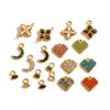 3PCS/LOT CARLIDANA Colorful Enamel Charms Gold Plated Stainless Steel Heart Moon Flower Zircon Pendants DIY Jewelry Making