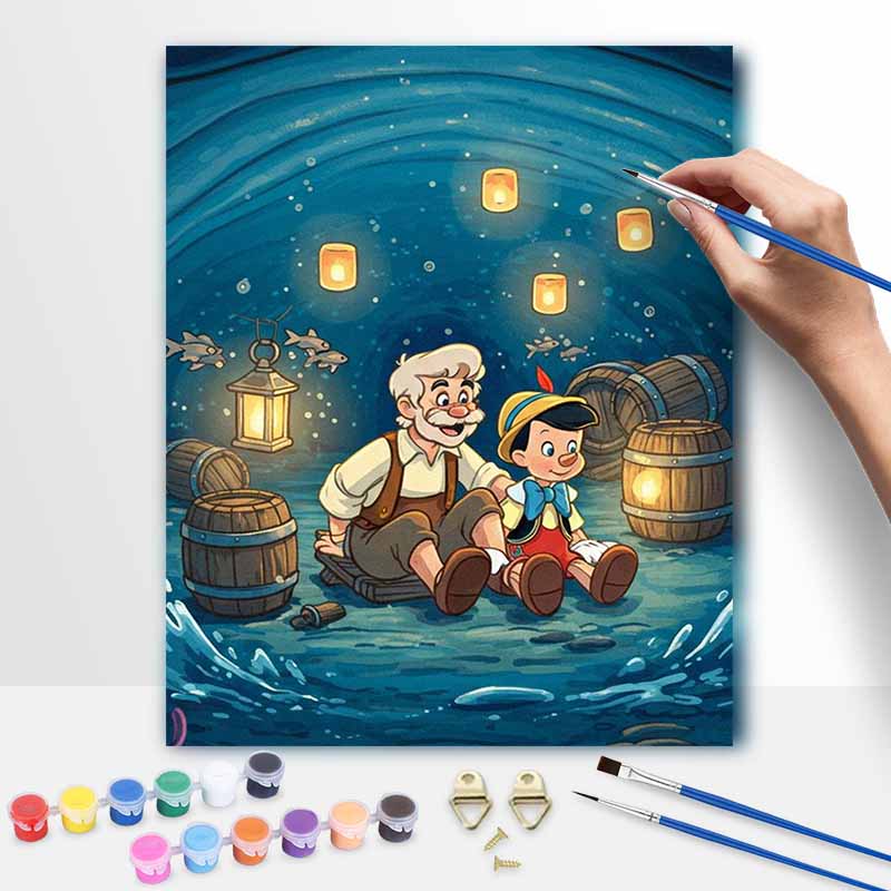 Disney Pinocchio and Geppetto digital oil painting art kit DIY handmade home decoration gift 20x30cm