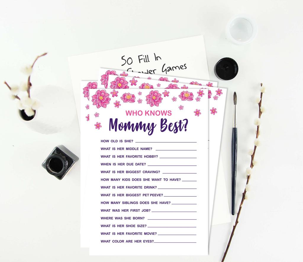 Inkdotpot Baby Shower Game Set Of 50 BabyA  AlphabetA  ABCA  Game Unicorn Floral Party