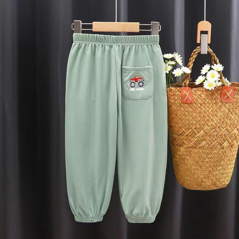 Summer Kids' Breathable Cartoon Anti-Mosquito Pants with Pockets