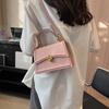 Small Portable Black Square Shopping Bag  Versatile  Textured PU Shoulder Bag  Popular Fashion