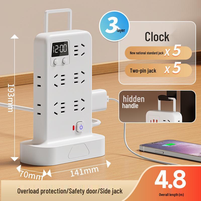 Multi-functional Vertical USB Power Strip with Night Light