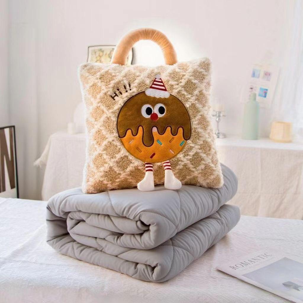 Cartoon Portable Pillow Quilt 2-in-1 Pillow Blanket Office Nap Pillow Car Folding Dopamine Pillow