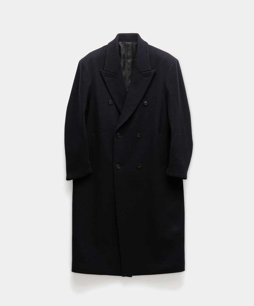 Coor Textured Wool Maxi Double Coat (Dark Navy)