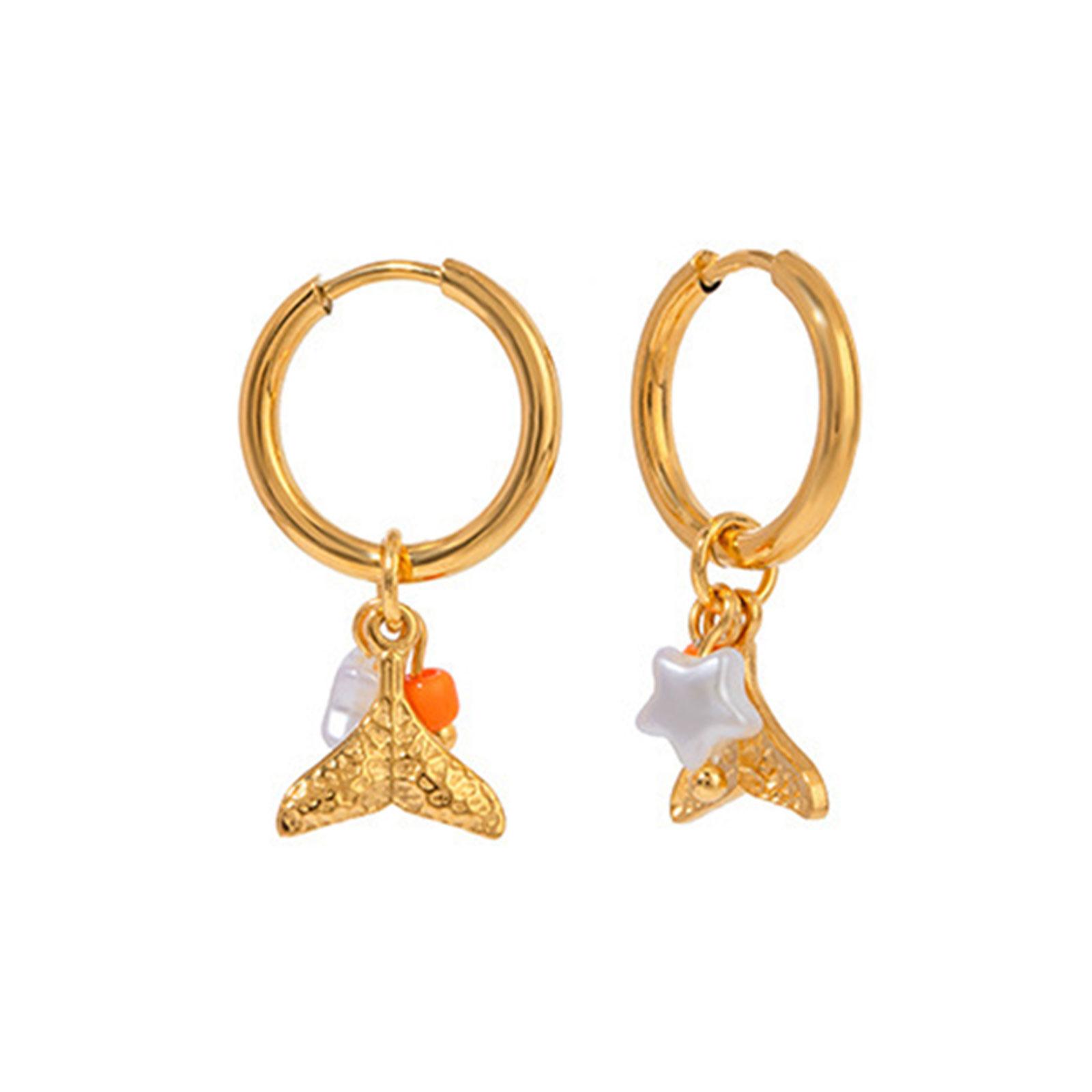 

Практичные серьги-шармы из нержавеющей стали в виде ракушек с гребешками, модные золотистые украшения для женщин и подарки для мам D