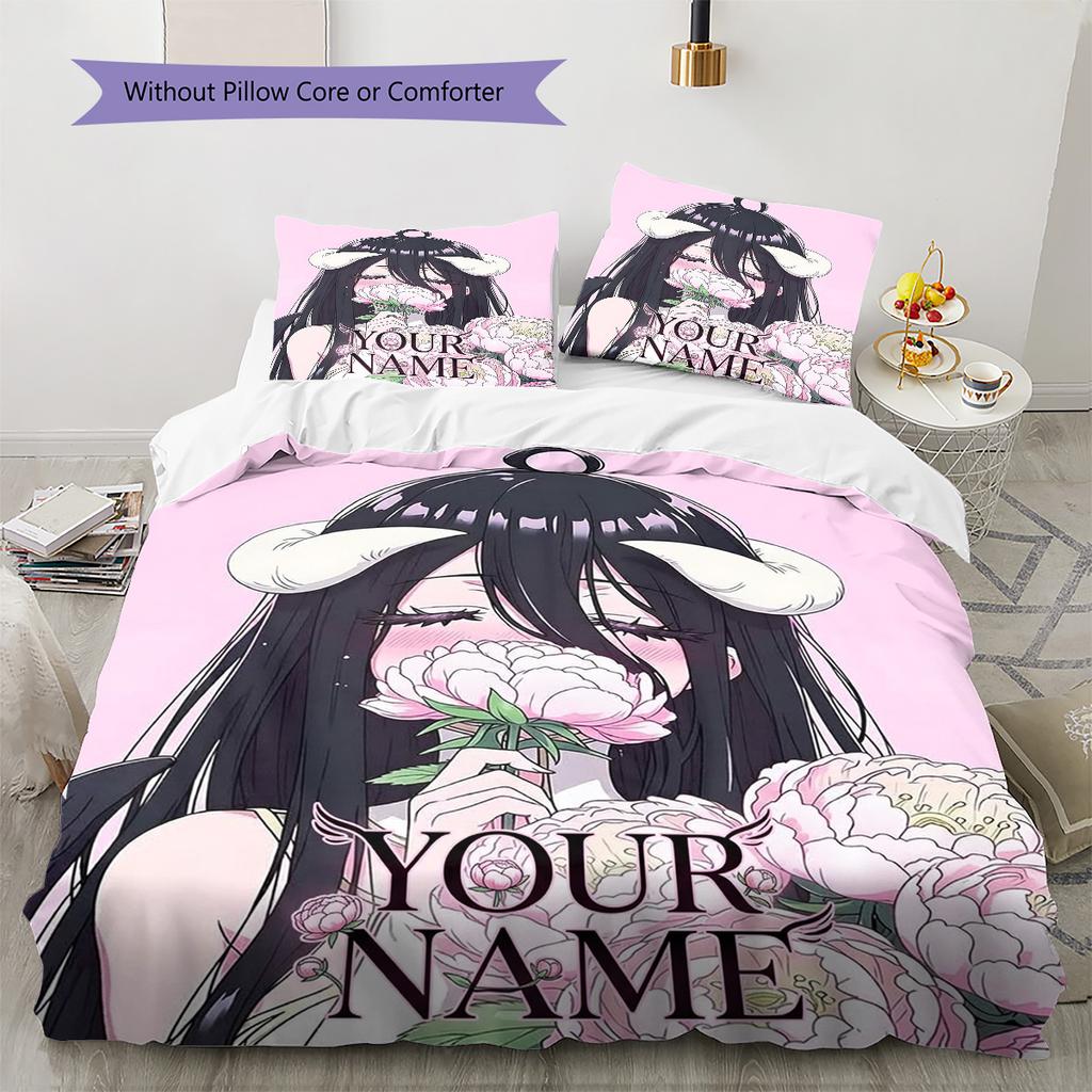 Dark Angel Wings Custom Name Pattern Bedding Quilt Set Quilt Cover Pillowcase Home Birthday Gift(1 * duvet cover + 2 * pillowcase, without core)