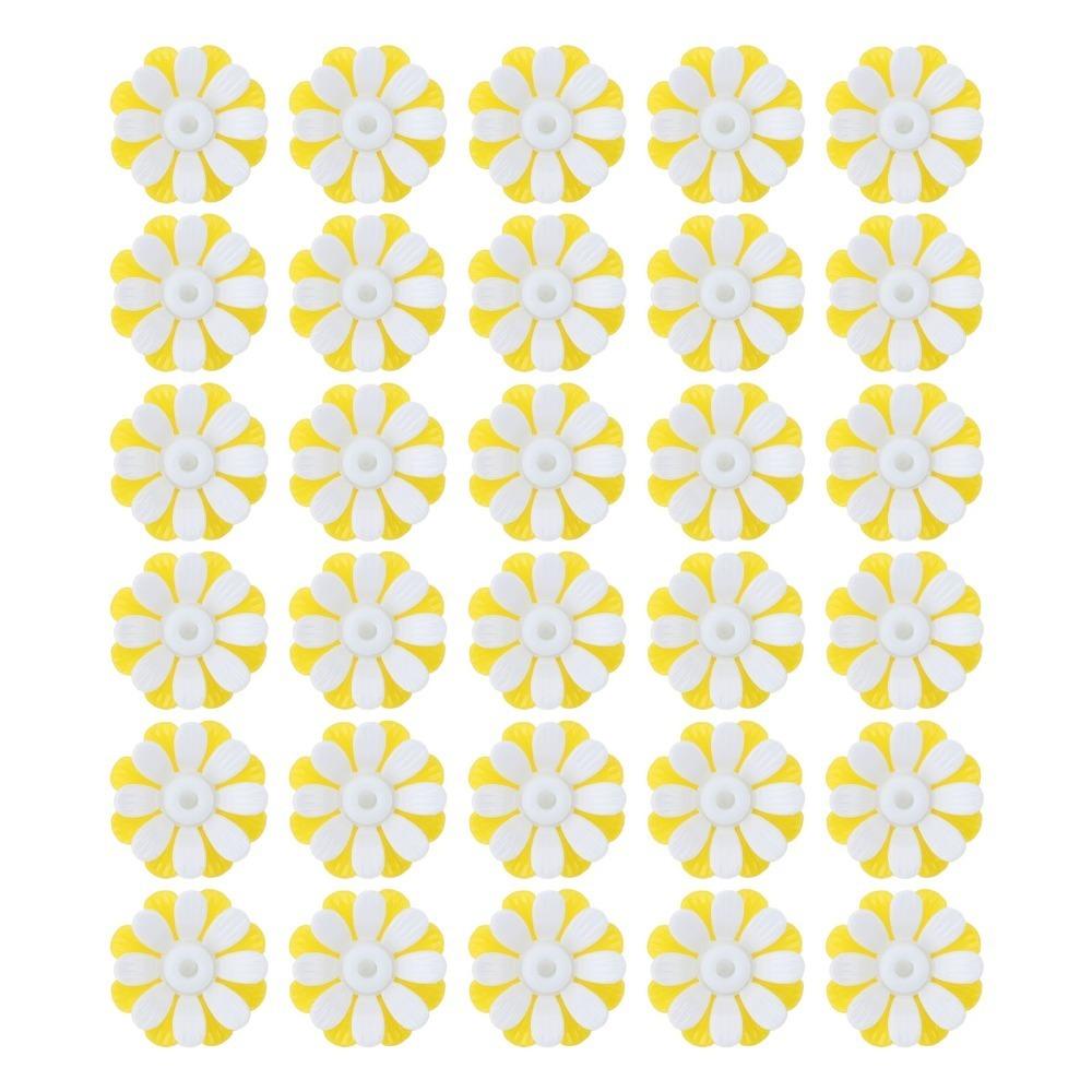 30sets Yellow + White Bird Feeder Replacement Parts Plastic Feeding Ports Flowers  Hanging Feeder