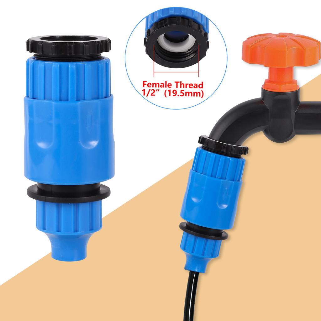 1/4" Hose Quick Connector 1/2 To 3/4" Thread Nipple Joint Garden Lawn Irrigation Hose Adapter Pipe Coupling Water Tap Fittings