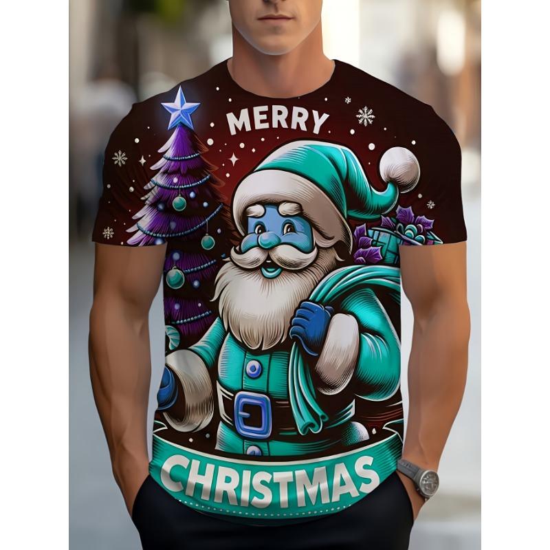 Funny Christmas T-Shirt for Men, Ugly Sweater Holiday Design, Novelty Graphic Tee for Xmas Party, Cool Gift Idea for Family