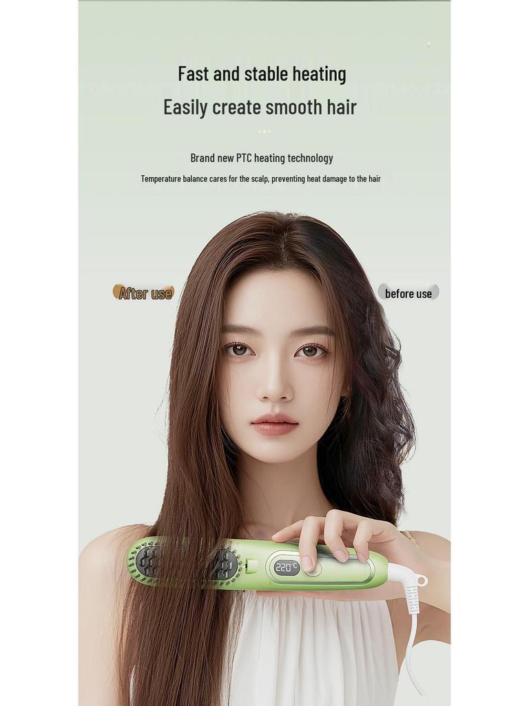Cross-border Mini LCD Hair Straightening & Curling Comb - Dual-Use Negative Ion Splint for Damage-Free Styling