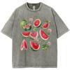 Cartoon Watermelon Fruit Print Women's T-Shirt Loose Fashion Wash Short Sleeve Summer Casual Top Tee