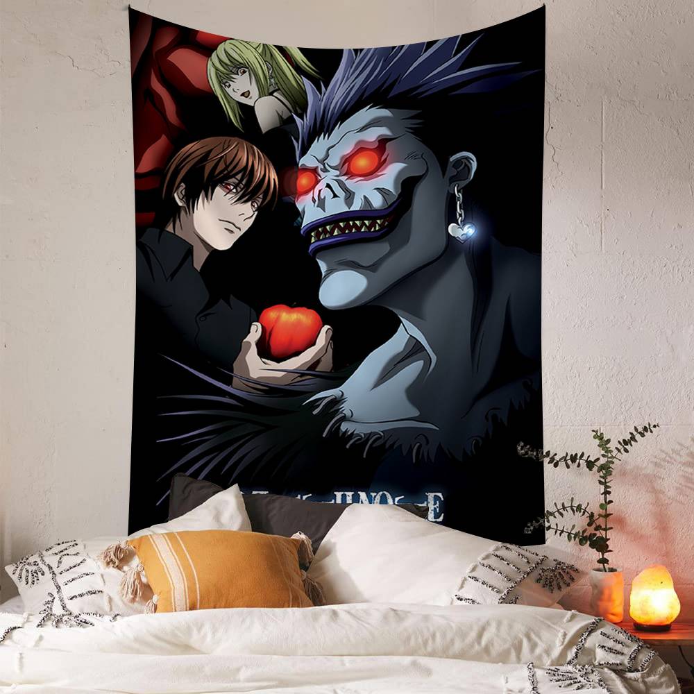 Death Anime Note Anime Tapestry Hippie Flower Wall Carpets Dorm Decor Wall Hanging Home Decor