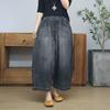 Pantaloni Larghi Retro in Denim Versatili per Primavera ed Estate Donna Taglia Grande Semplici e Sottili Carota Nove Punti