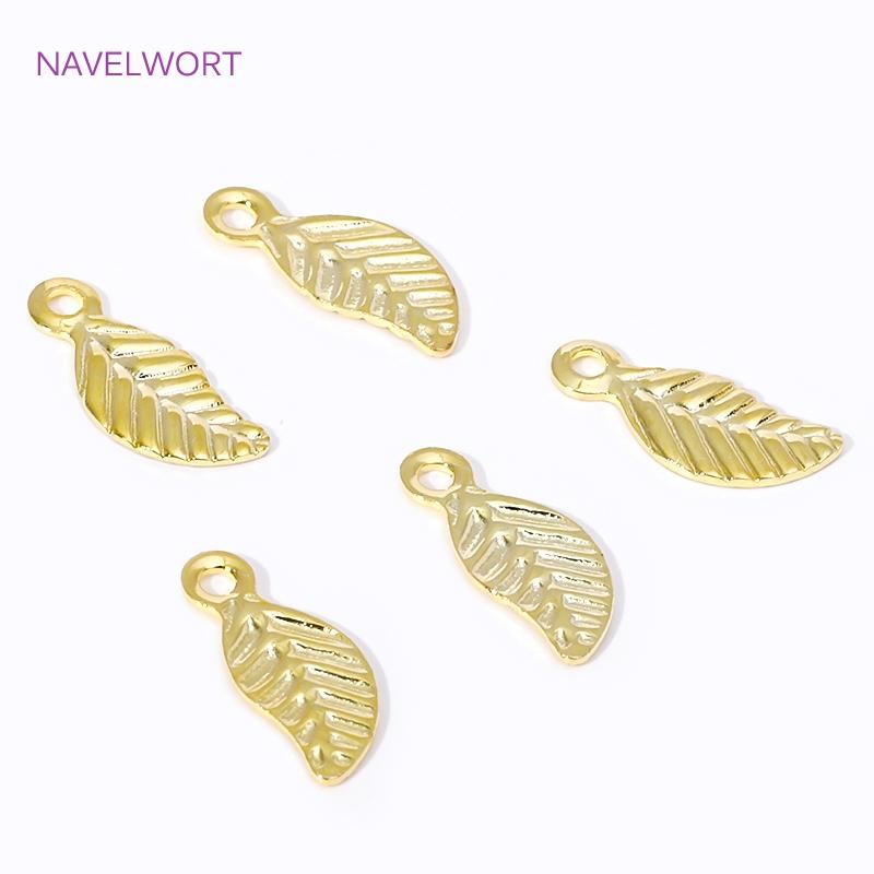 18K Vergoldetes Messing Mini Baum Blatt Blätter Charms Anhänger, Für Ohrringe Halskette Schmuckherstellung DIY Handgemachte Bastelware Großhandel