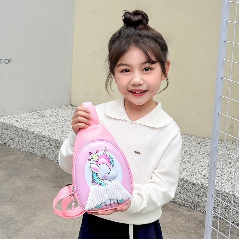 Cute Unicorn Kids Chest Bag Trendy Lightweight Eggshell Bag Kindergarten Boys and Girls One Shoulder Crossbody Bag