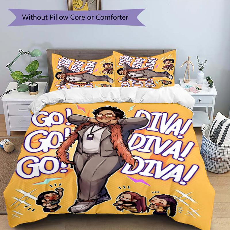 KPOP Hunter 3pcs Bedding Set Duvet Cover Closure Includes 1 Duvet Cover & 2 Pillowcases for All Seasons Bedroom Home Dorm Decor