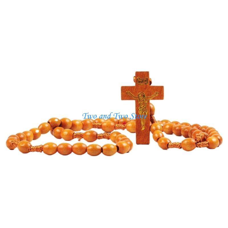 HX6F Smooth Bead Rosary Necklace Decoration for Trendy Adults and Teens