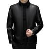 Fur all-in-one leather jacket men's genuine leather jacket plus velvet thickening winter heat preservation middle-aged stand-collar sheepskin jacket