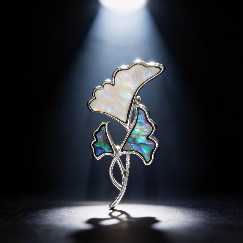 Alloy Shell Leaf Shape Brooch Pendant With Two Way Function For Fashion Accessories