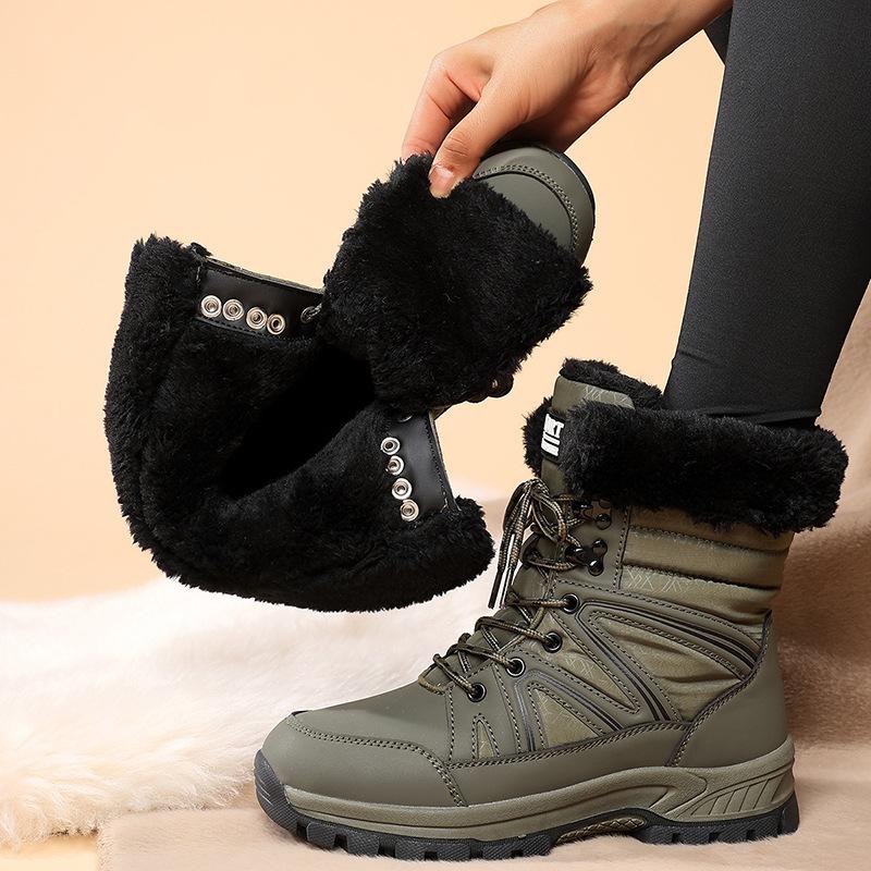 Women's Winter Outdoor Travel Sports Snow Boots in Plus Size, Women's Winter Fleece Warm Midsole Women's Cotton Boots