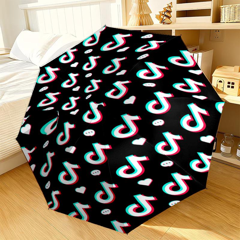 Neon Tik-tok Logo Art Umbrella 8-Frame for Travel, camping, Casual Lightweight Portable Umbrella, Essential for every family Holidays Gift
