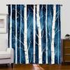 Piece Birch Forest Print Curtain Set Polyester Fabric Suitable Bedroom Living Room Decoration Machine Washable Perfect For Area