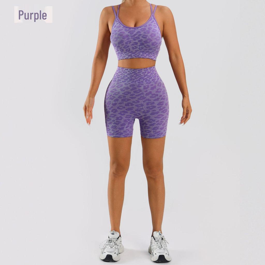 TK High Waist Seamless Yoga Set: Stretchy Three-Quarter Shorts & Sexy Bra with Chest Pads for Women