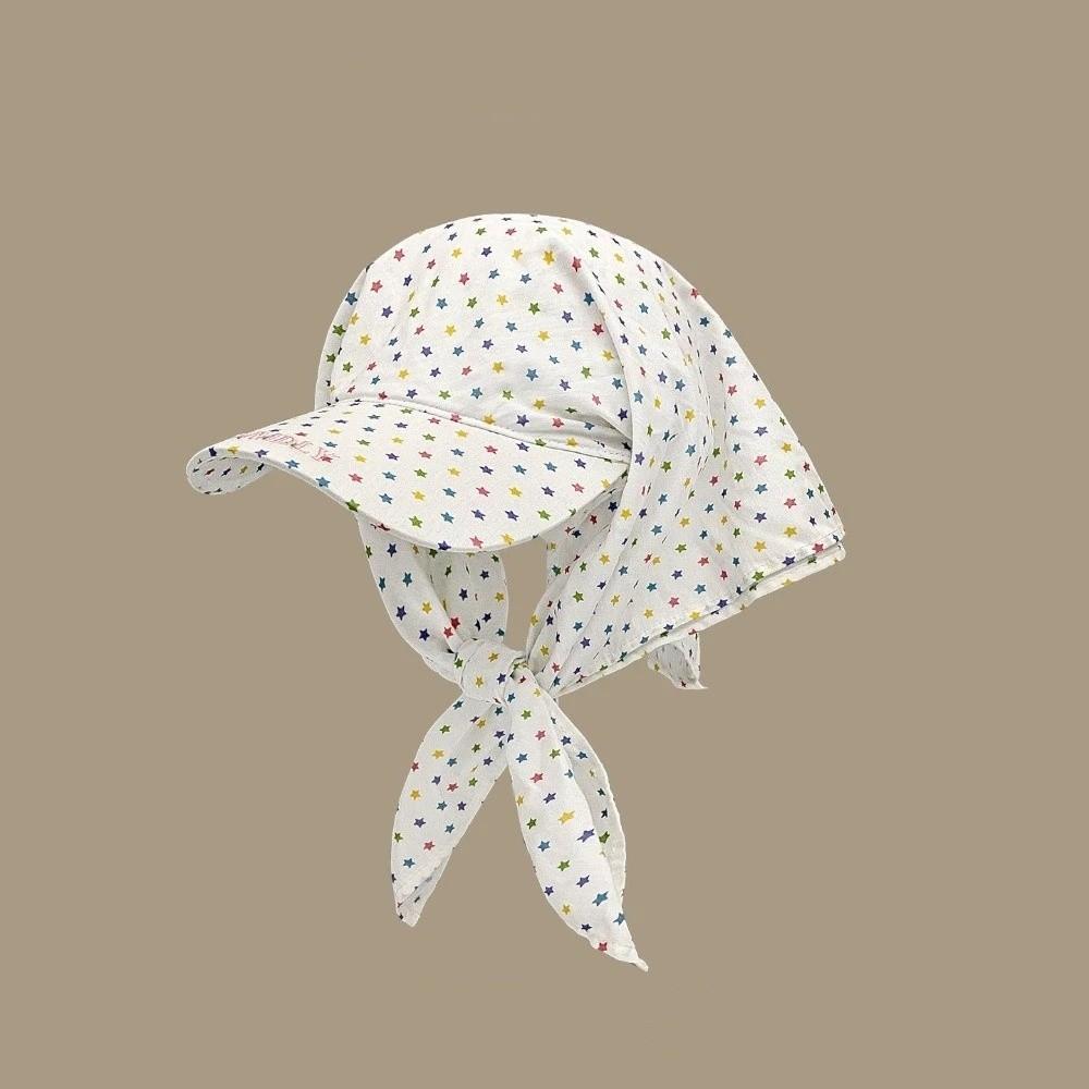 Yiran Dayang Hat Women's Fashion Breathable Scarf Hat Uv Protection Star Print Sun Hat Sun Protection Korean Style Baseball Cap Summer