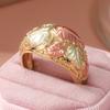 6-10 Size Exquisite Tricolor Gold Color Leaf Patterned Ring, Women's  Trend Holiday Party Jewelry Gift