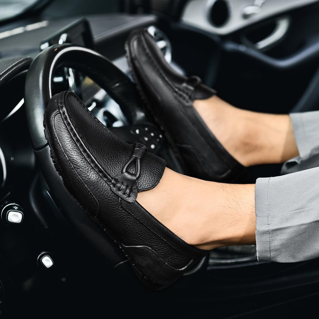 2025 Autumn and Winter New First-layer Leather Lazy Shoes Small Size Men's Casual Leather Shoes Soft-faced Leather Doudou Shoes Driving Shoes