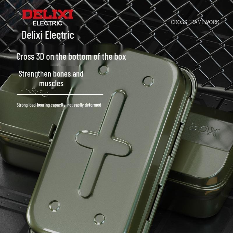 Delixi Industrial-Grade Metal Tool Box for Home and Auto Repair