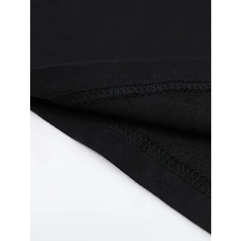 Europäische Größe Damen Schwarz Minimalistisch Abstrakt Linienkunst T-Shirt - Kurzarm Freizeit Oberteil mit Weißer Weiblicher Gesichtzeichnung, Normale Passform